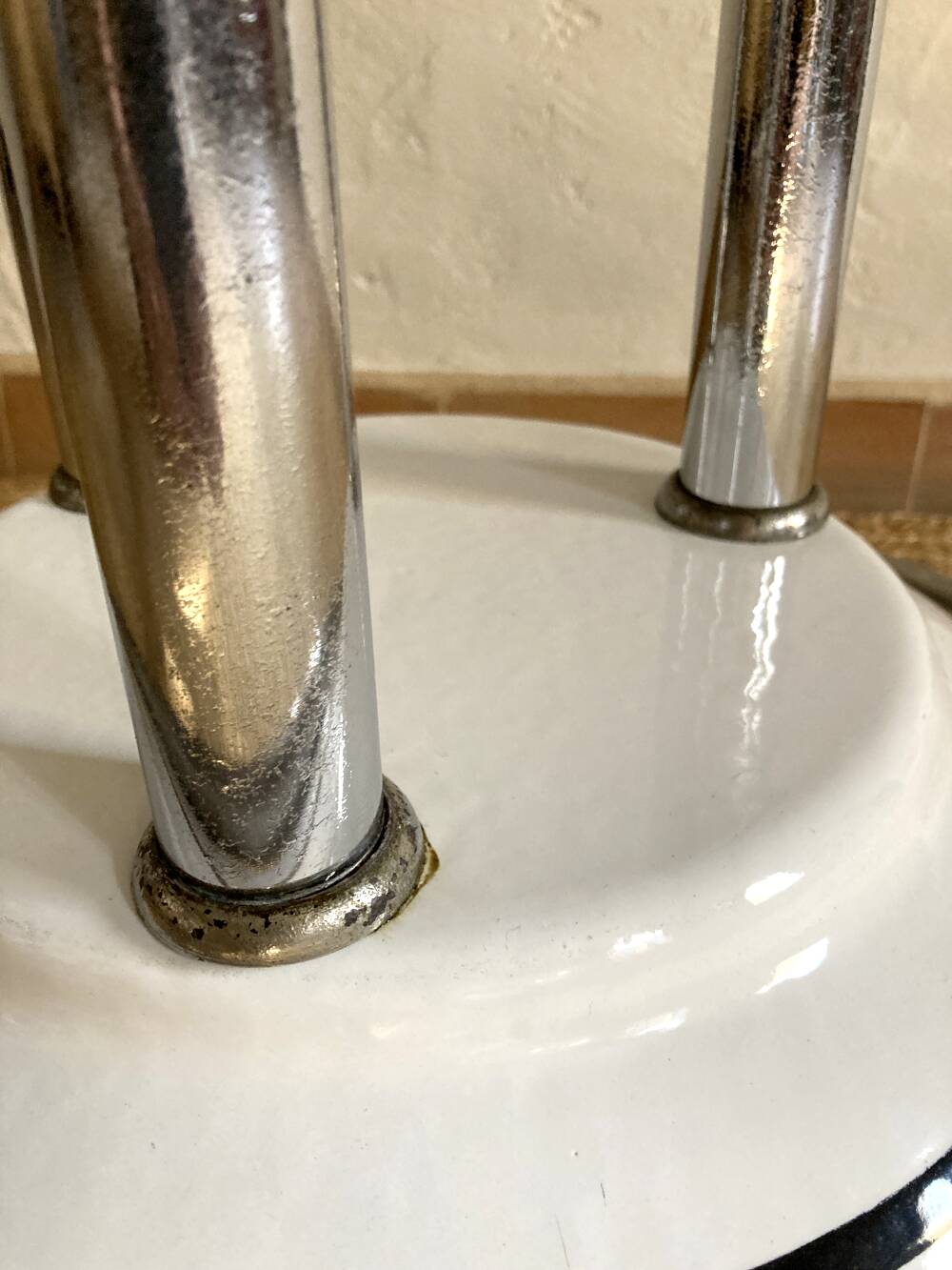 Antique cast iron and enamelled metal table, circa 1950
