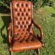 Fauteuil « Victoria », style anglais Chesterfield en bois en cuir