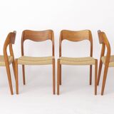 Set of 6 Niels Otto Møller Model 71 Dining Chairs, 1960s, Danish Vintage