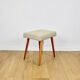 Tabouret en bouclé beige - pieds ronds en hêtre - 2 pièces disponibles