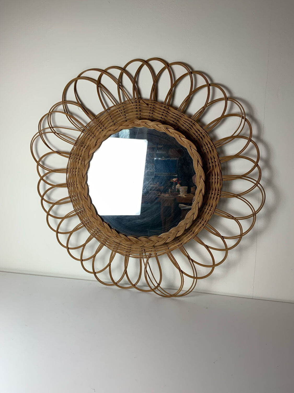 Vintage wicker mirror
