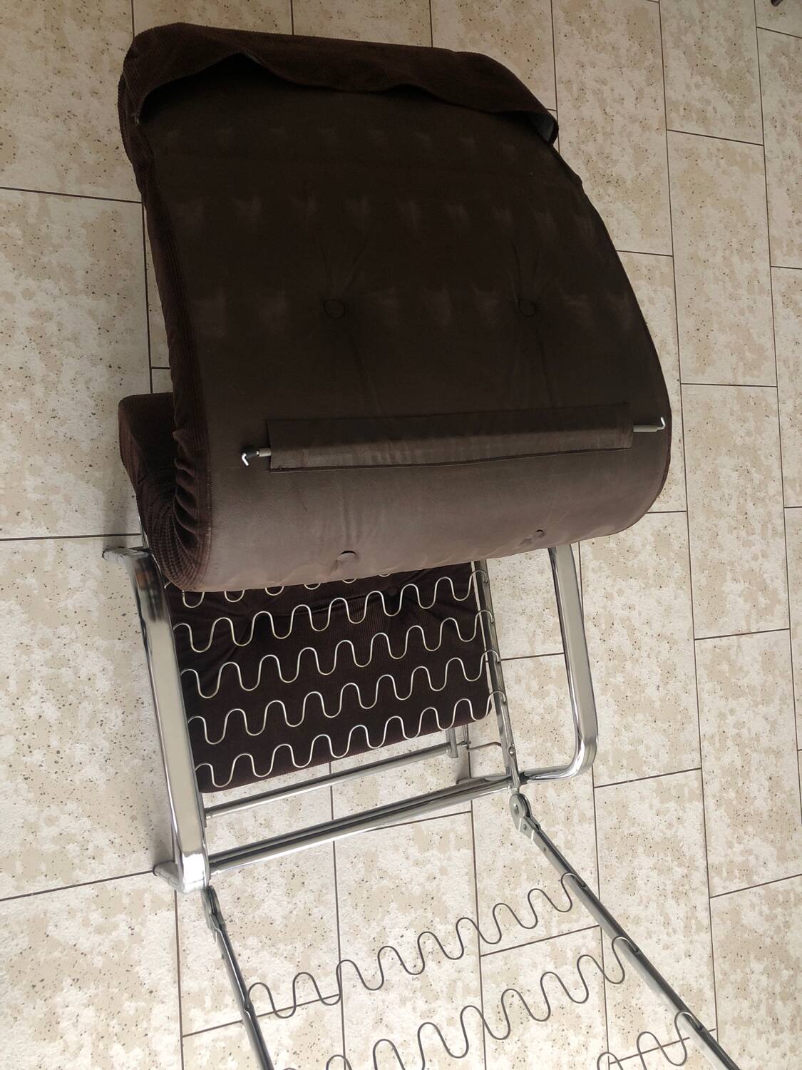 Vintage chocolate corduroy morris system deckchair