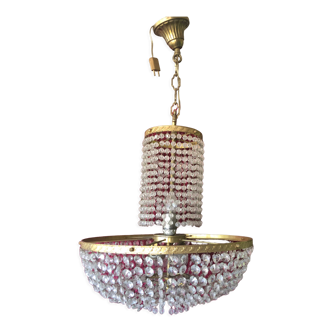 Lustre corbeille perles et pampilles