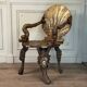 Venetian "Grotto" armchair in carved polychrome wood, silvered and gilded, circa 1890.