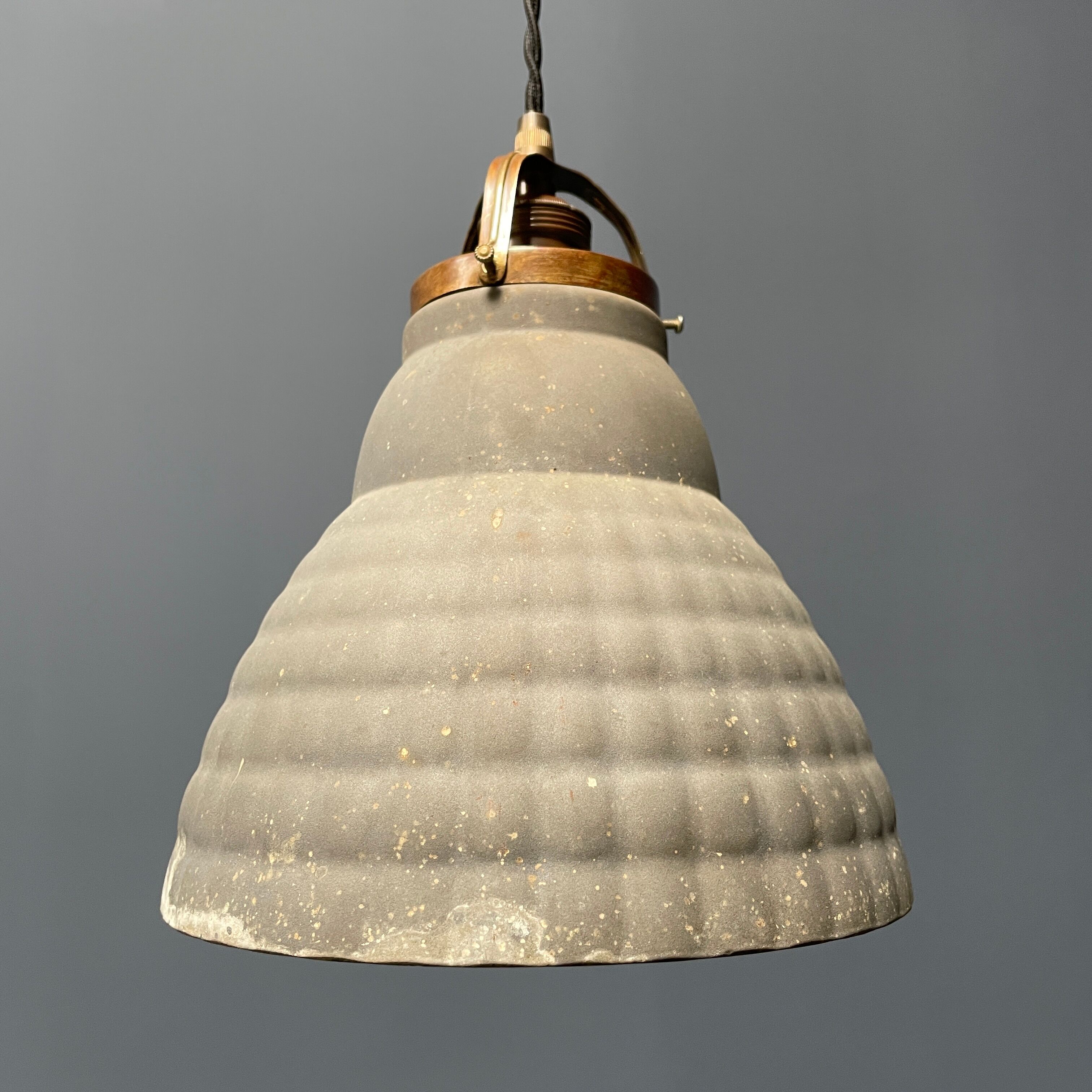 Old mercury glass hanging lamp with brass fixture