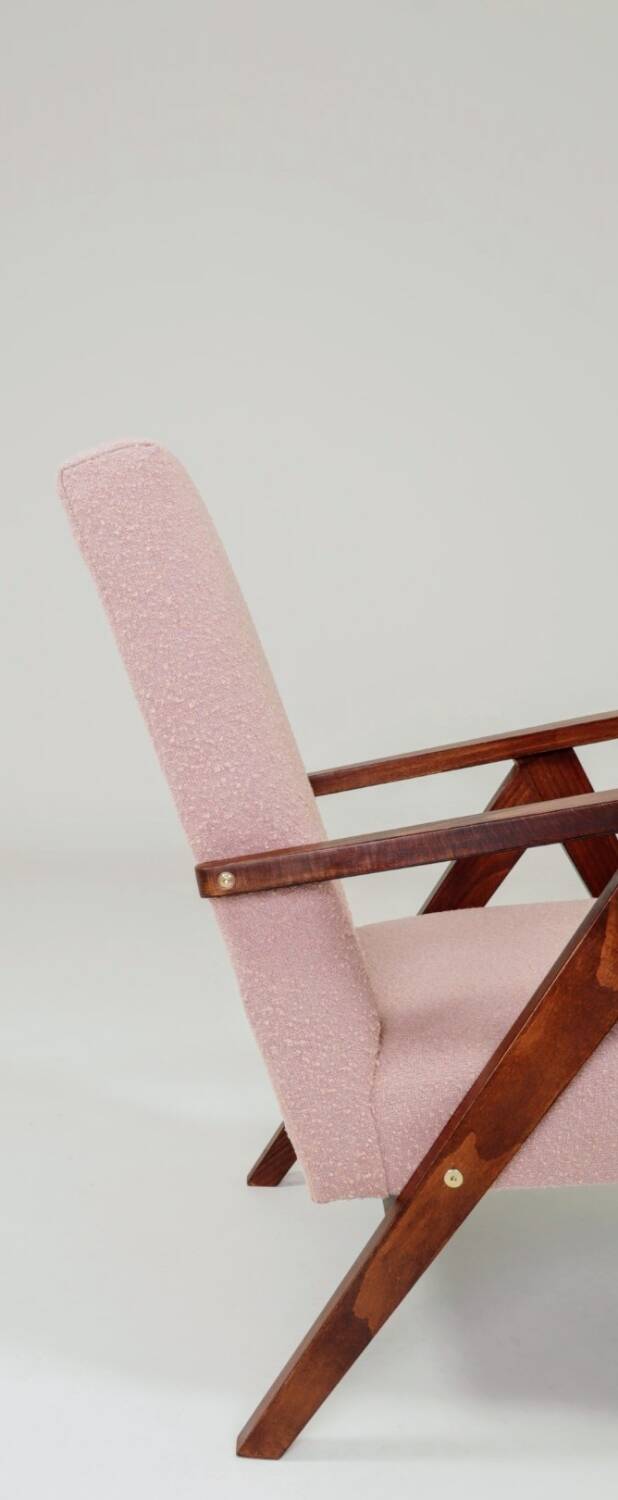 Vintage red bouclé armchair modern design zig zag 1970