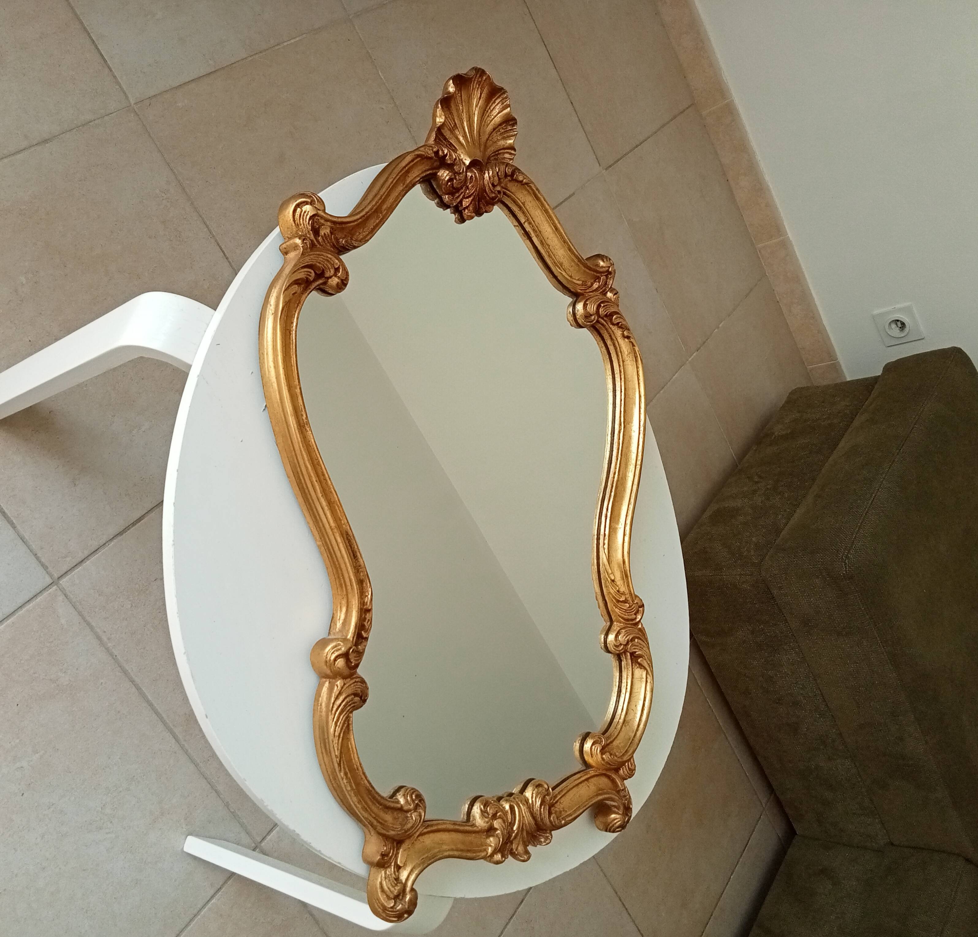 Antique baroque rococo mirror in gilded wood 77*47 cm