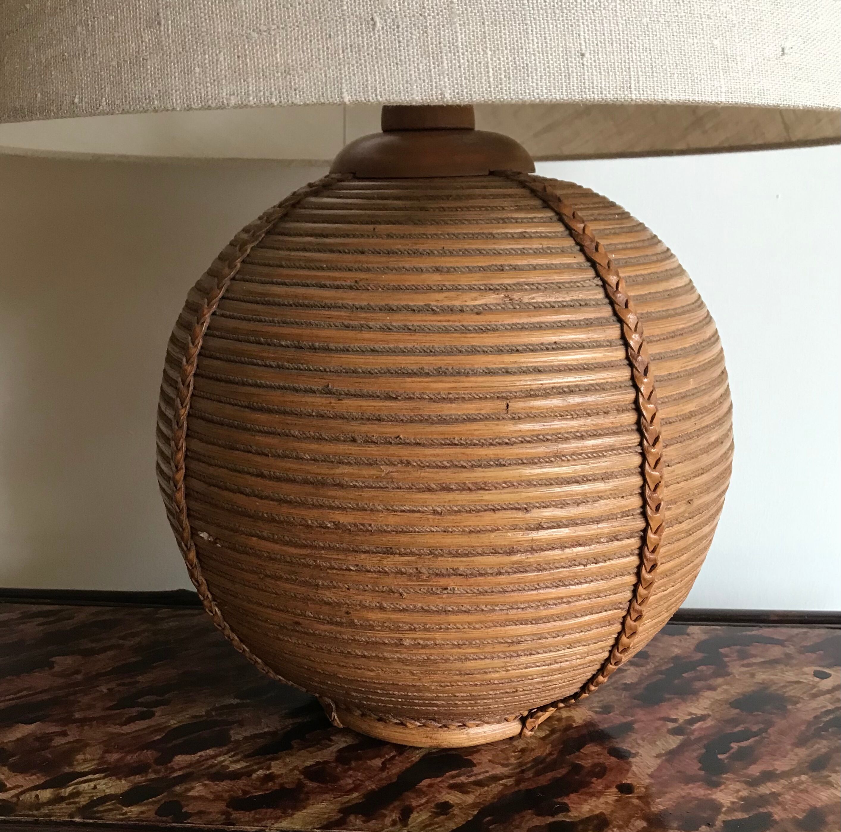 Rattan table lamp Italy 70s