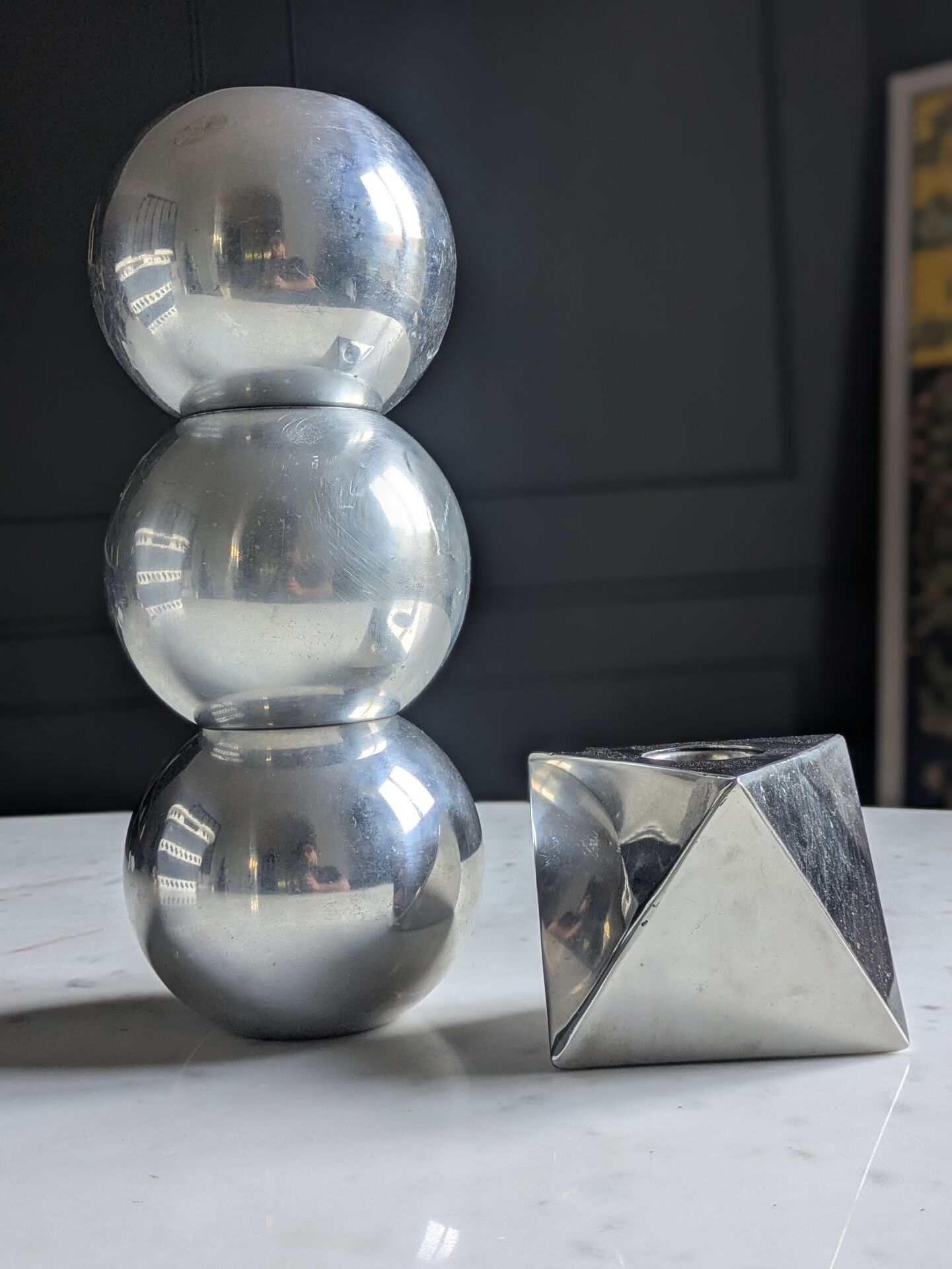 Set of vintage, collector and designer candle holders.