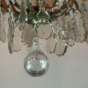 Silver bronze cage chandelier with crystal grapevines circa 1900