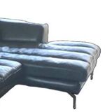 XXL black leather corner sofa