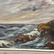 Oil on Canvas Original Swedish – 'Sea' by Holger Almquist – Signed – Vintage and Framed – 50 × 40 cm (19.7 in × 15.7 in)