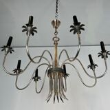 Neoclassical style chandelier in silver-plated metal by the house of Charles.