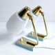 Pair of vintage table or bedside lamps, brass and glass, 50s 60s