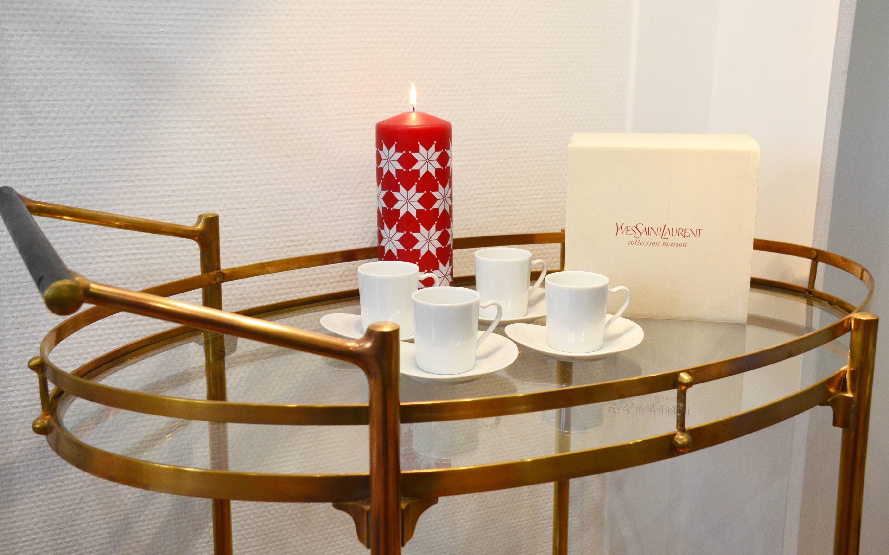 Coffee service Yves Saint Laurent 4 cups heart white porcelain