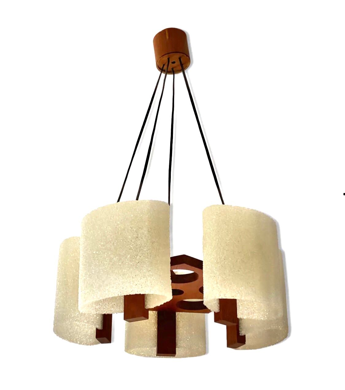 Seventies wood chandelier