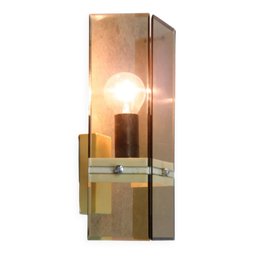 Italian Smoked Plexiglas Sconce for Guzzini, 1970s