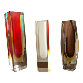Set of 3 Murano glass vases Cireca 1960