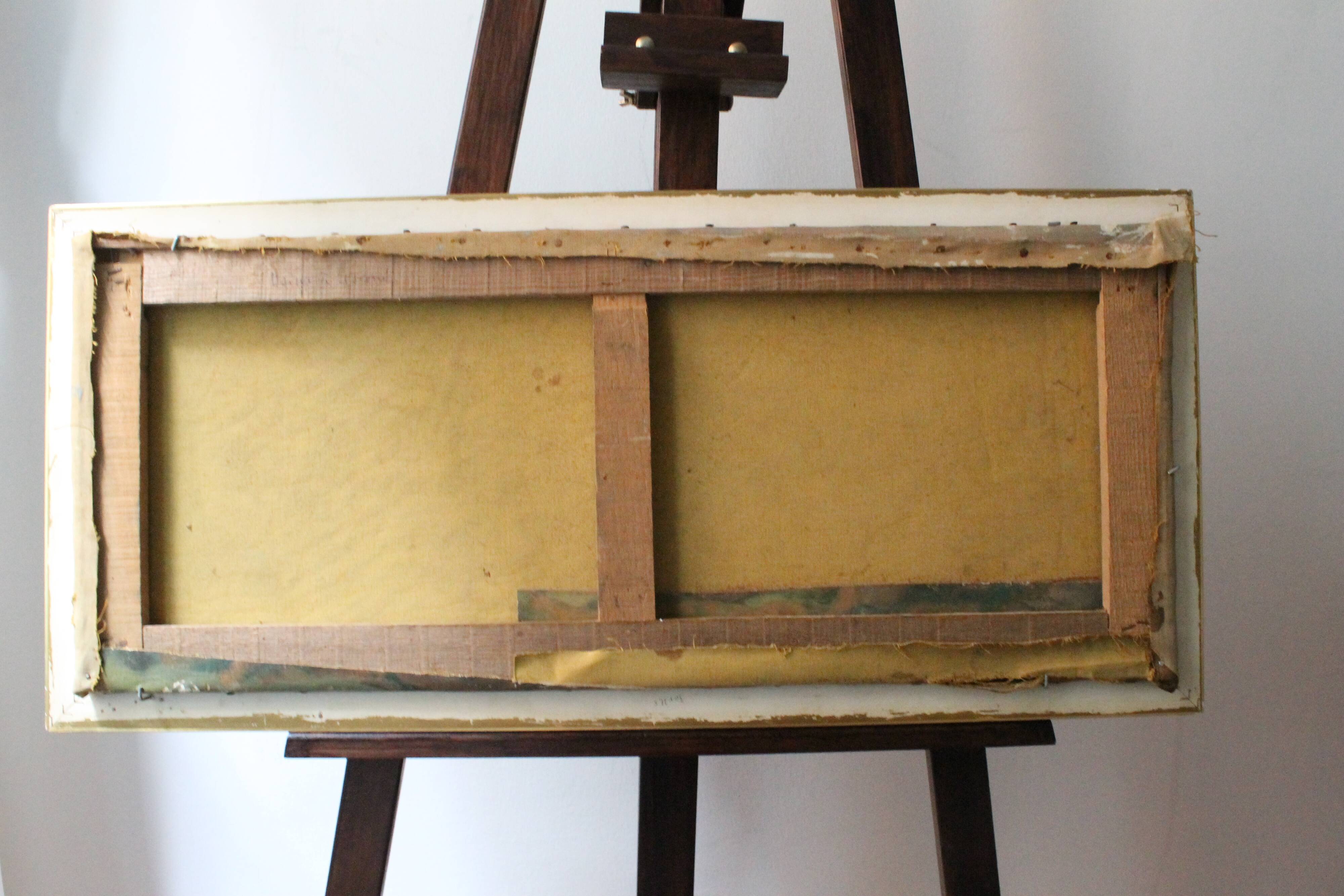 Painting "The roofs of Lesconil in Brittany" French school 20th century