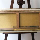 Painting "The roofs of Lesconil in Brittany" French school 20th century