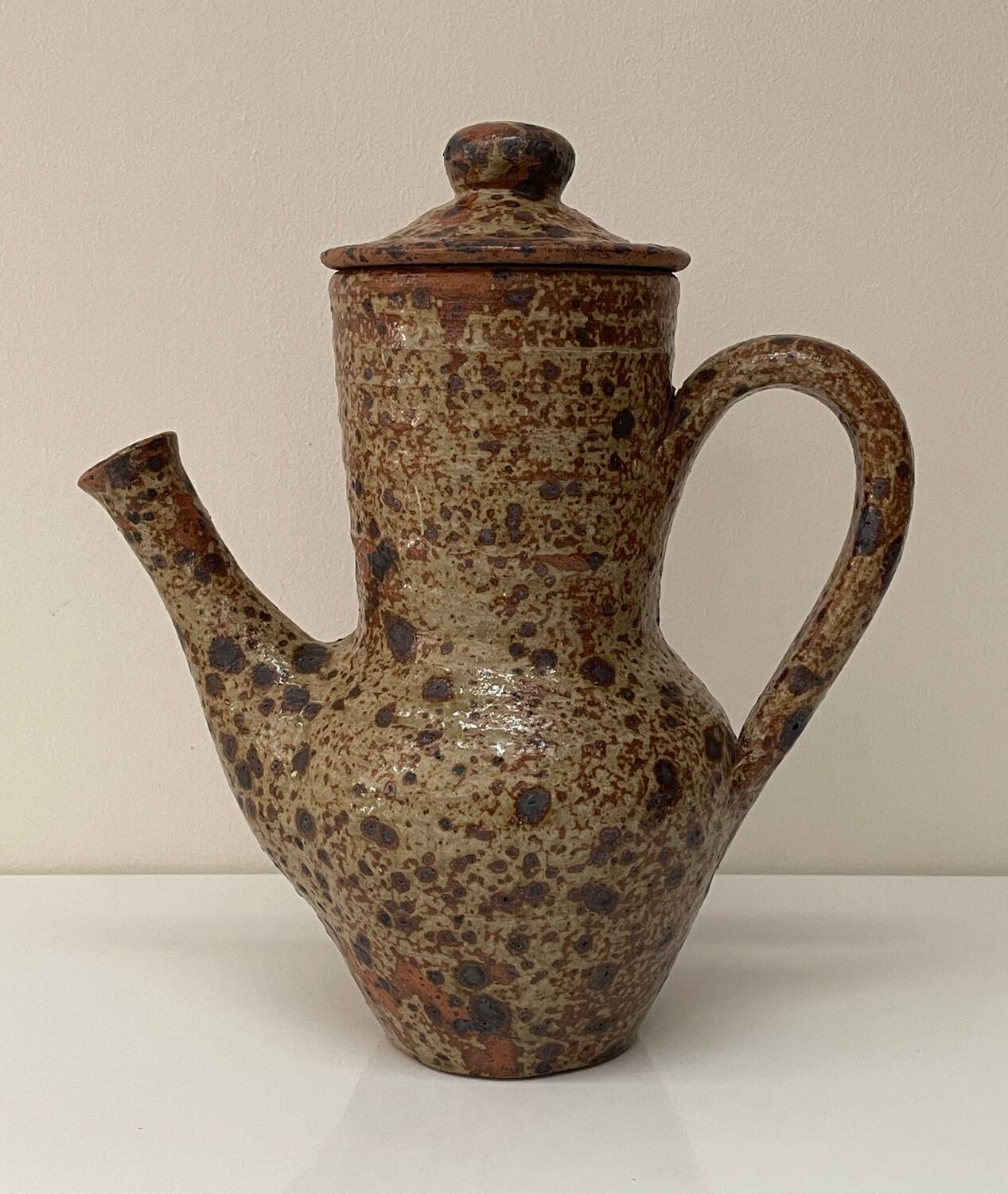 Large pyrite stoneware coffee pot, workshop work, 1970.