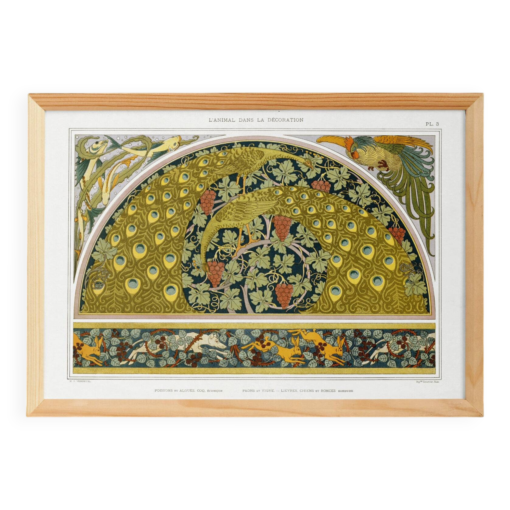 Poster “Peacocks and Vine”, after an Art Nouveau lithograph from 1897