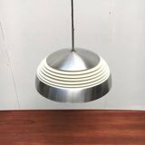 German pendant lamp in aluminium and glass from the Mid-Century space by Doria, 1960s.