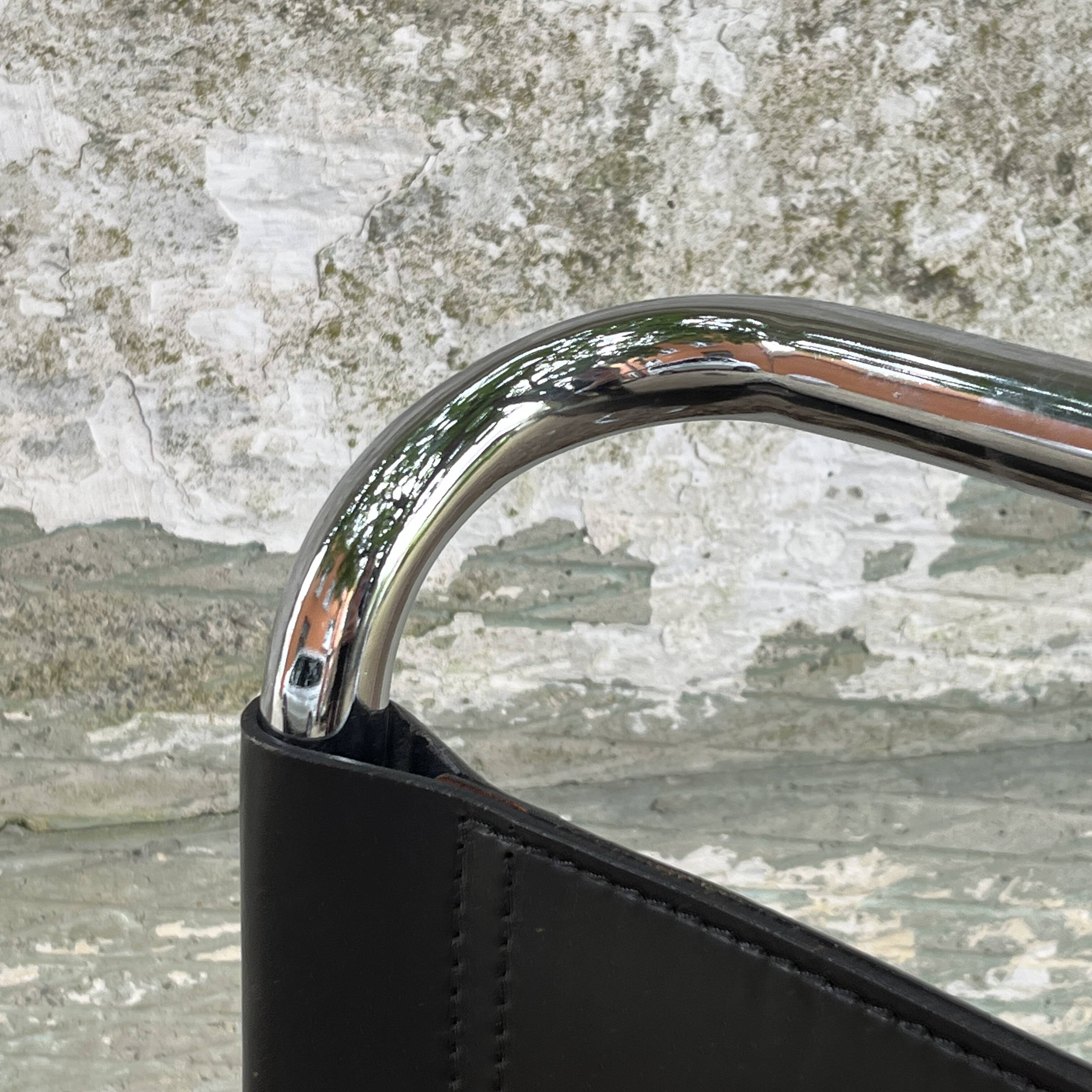 Set of 4 mr10 cantilever chairs chrome steel & black leather, ludwig mies van der rohe / fasem 1970s