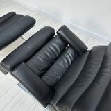 COR Sinus Black Leather Lounge Chair with Ottoman