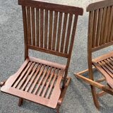 Set of 2 folding teak garden chairs