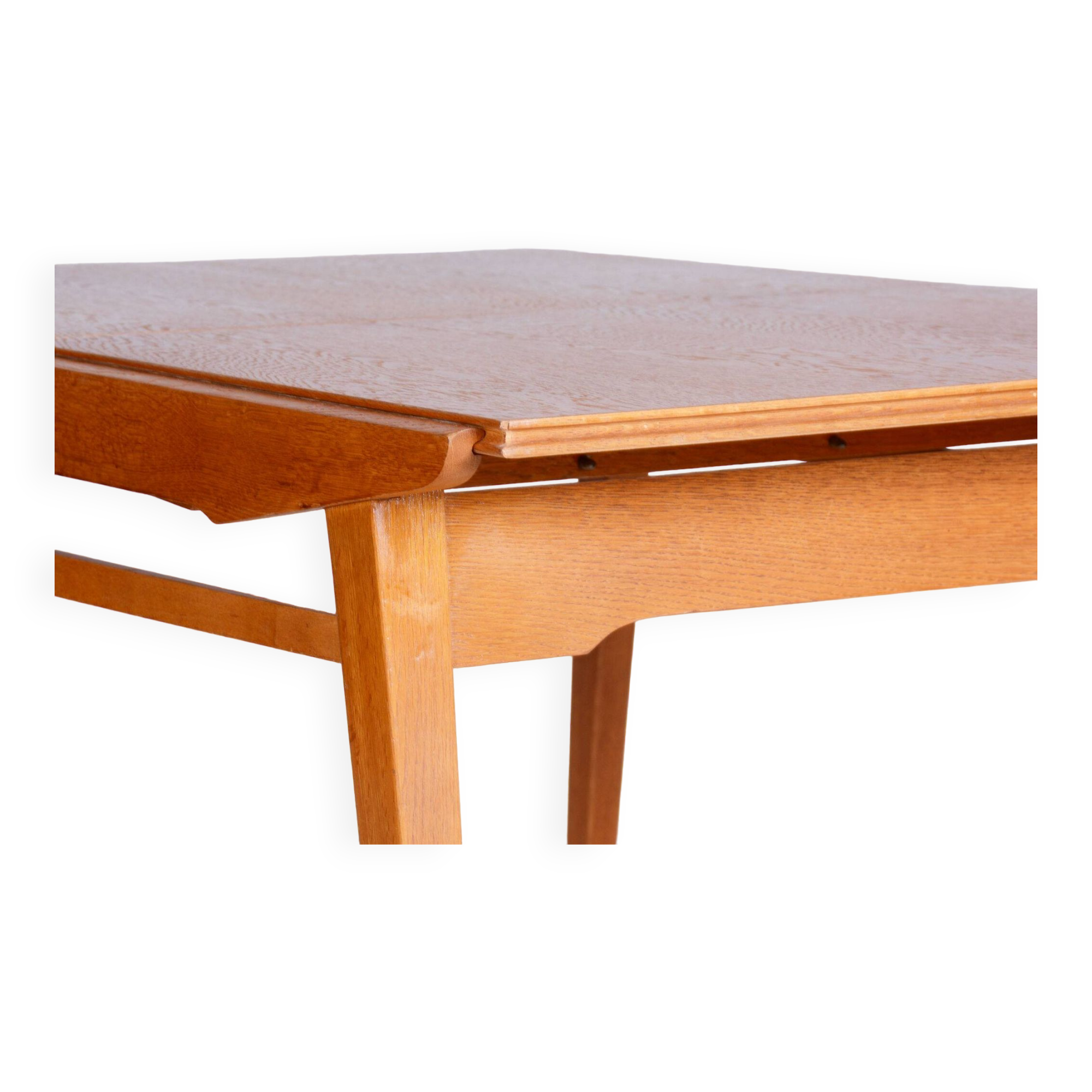 Restored Midcentury Oak Extendable Dining Table, Revived Polish, Czechia, 1950s