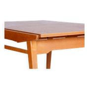 Restored Midcentury Oak Extendable Dining Table, Revived Polish, Czechia, 1950s