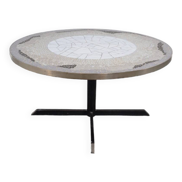 Table Basse en Mosaïque et Laiton attribuée à Berthold Müller, 1950