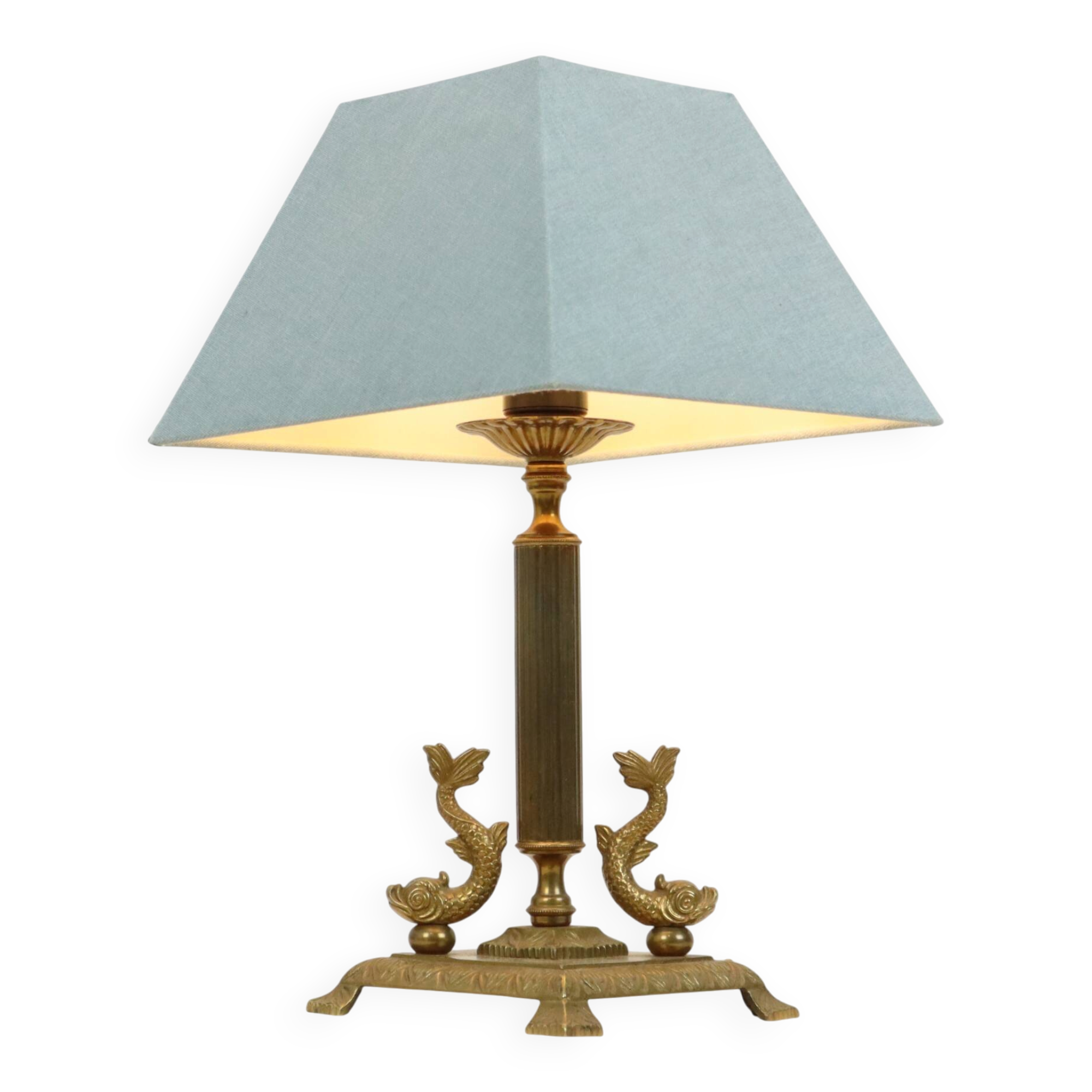 Vintage Brass Table Lamp Mythical Dolphin 41cm