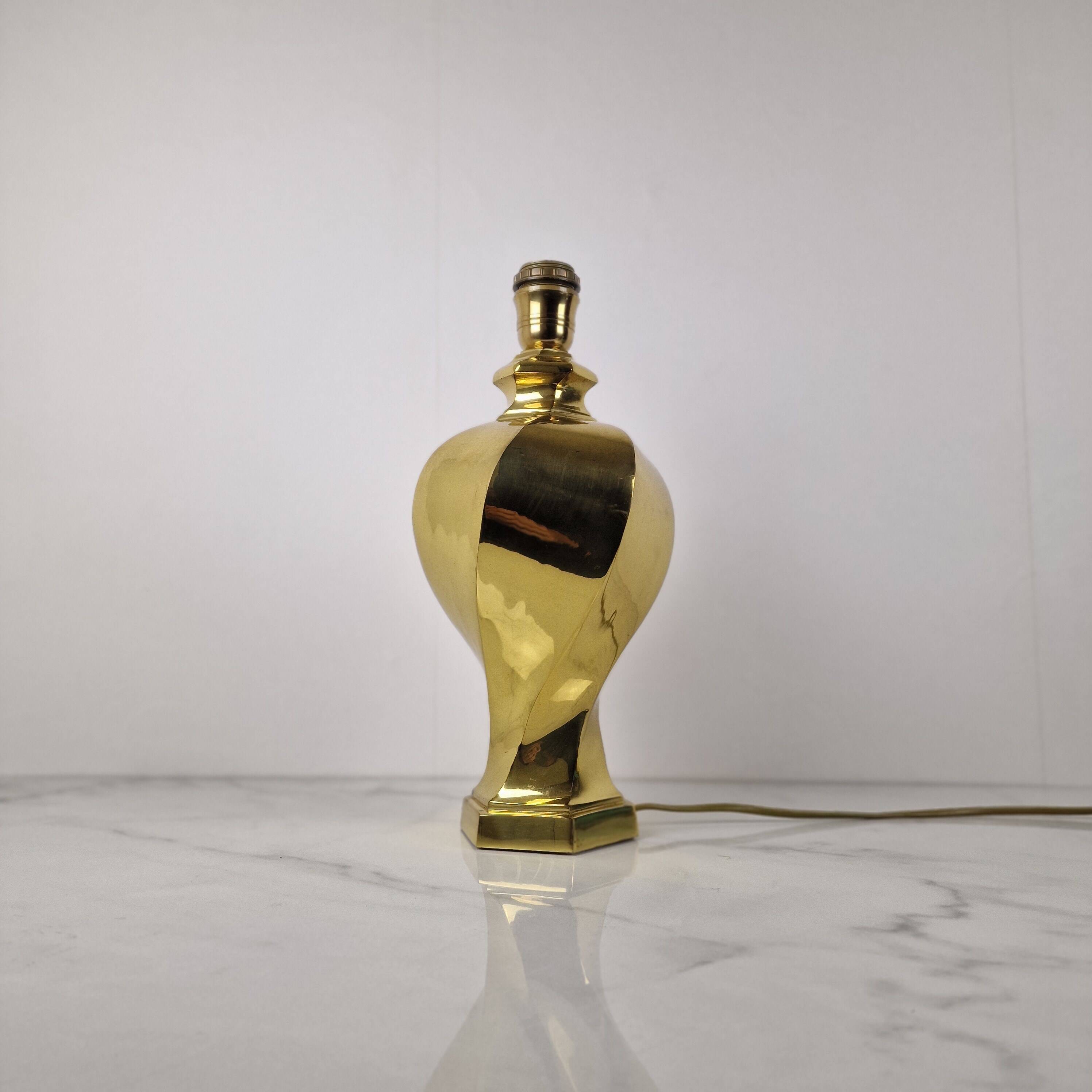 Sculptural Brass Table Lamp, Heavy Quality, Without Shade