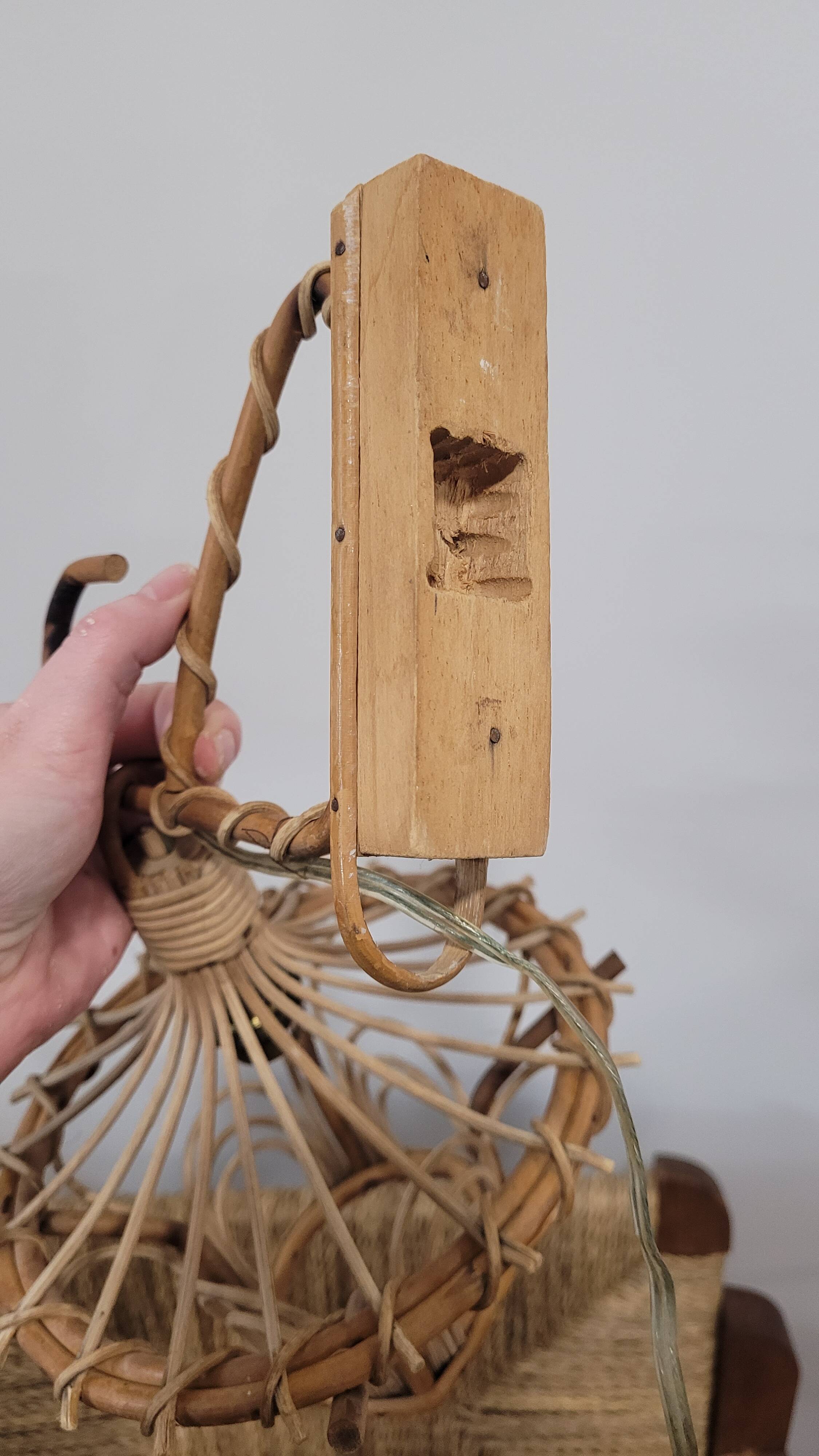 Pair of rattan wall lights