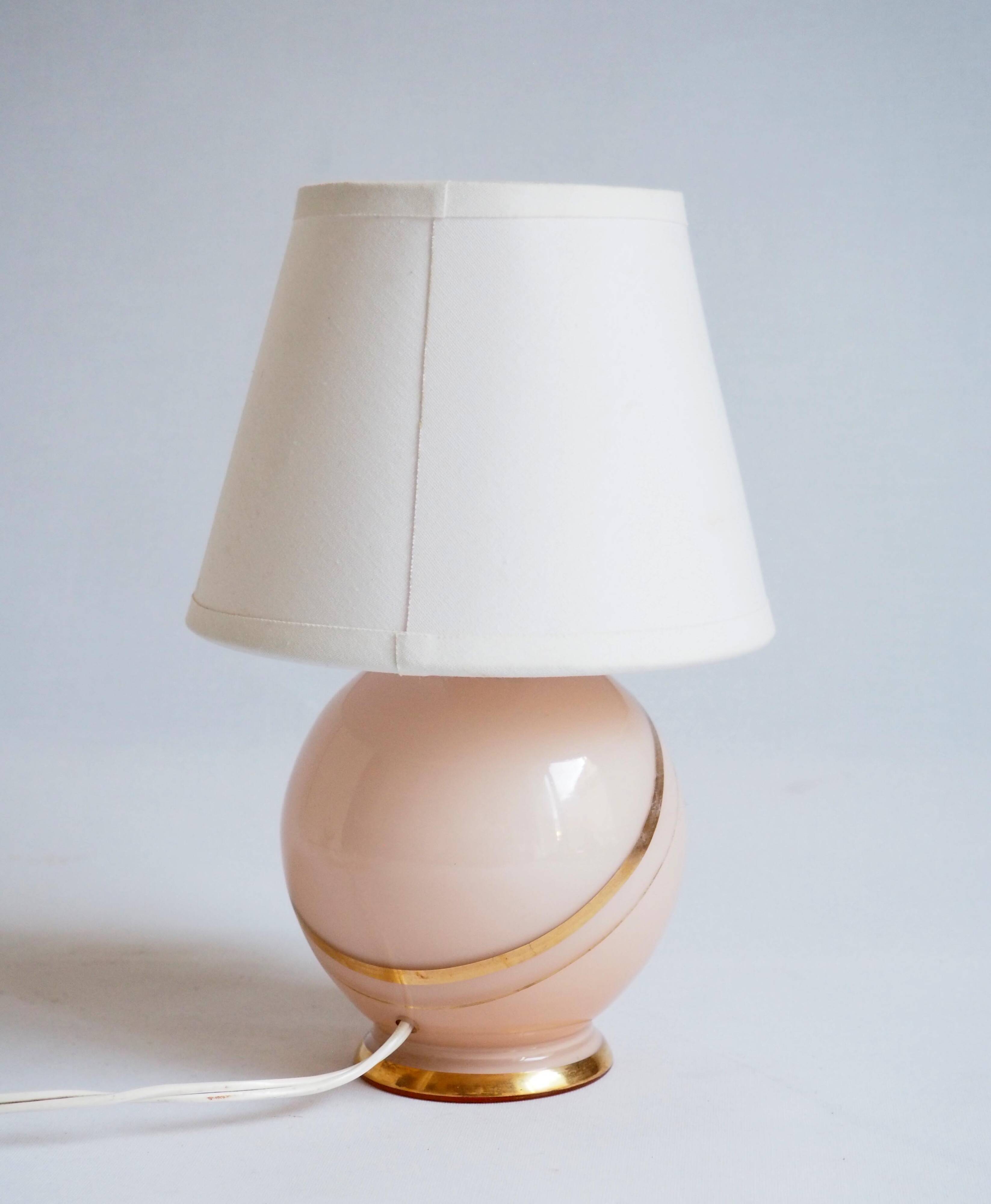 Small pink glass lamp