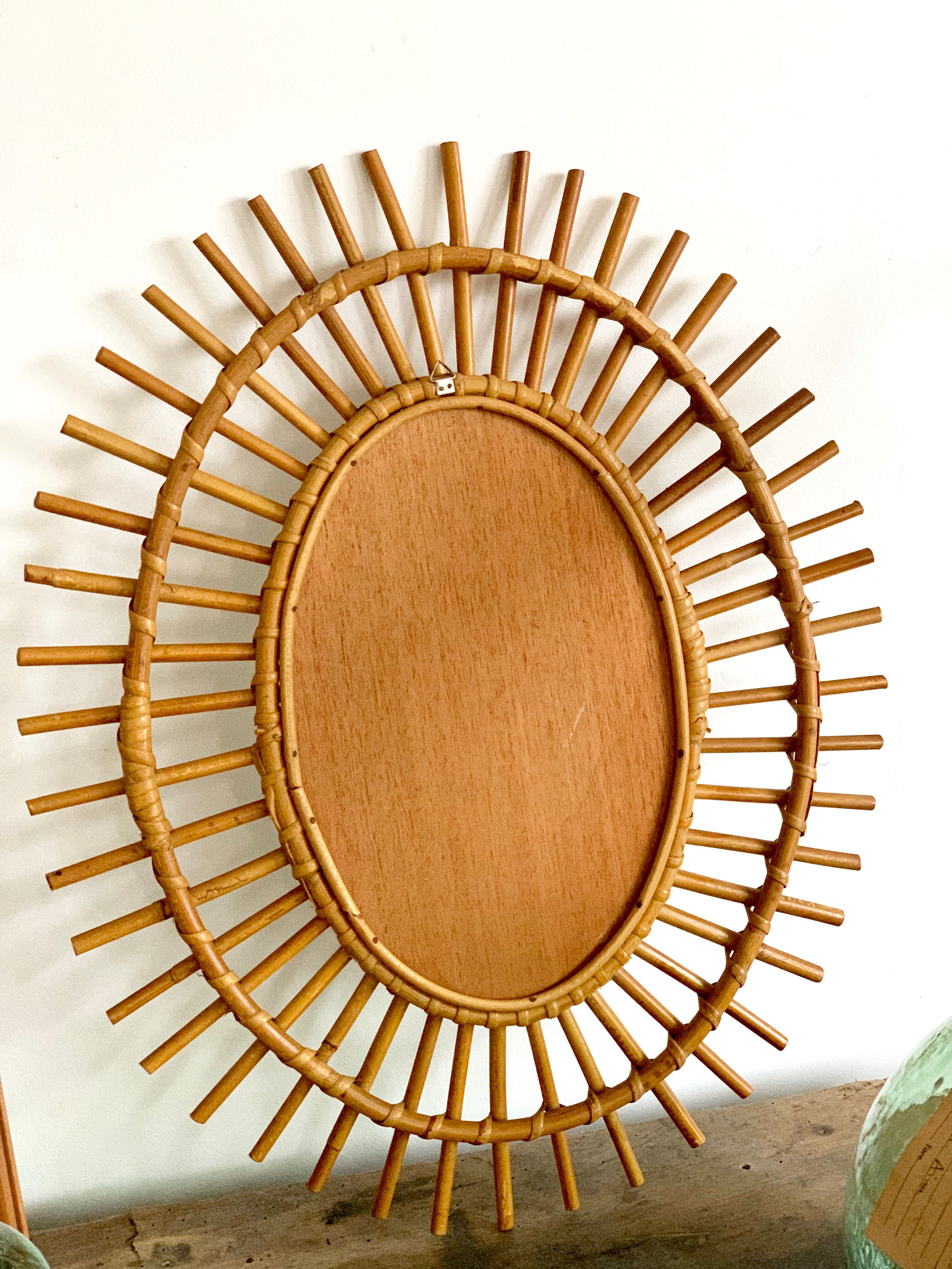 Old vintage rattan mirror 44x54cm