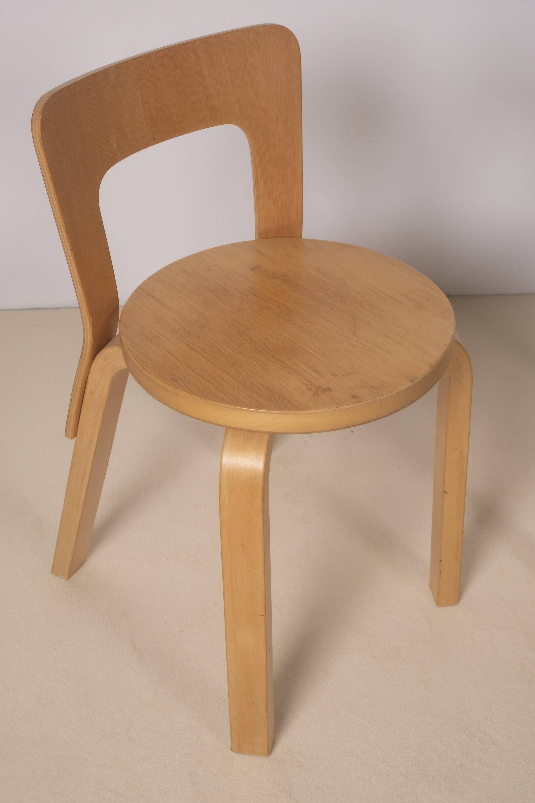 2x Alvar Aalto Chair Model 65, 1970s Artek