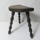 vintage half-moon solid wood turned beaded tripod stool