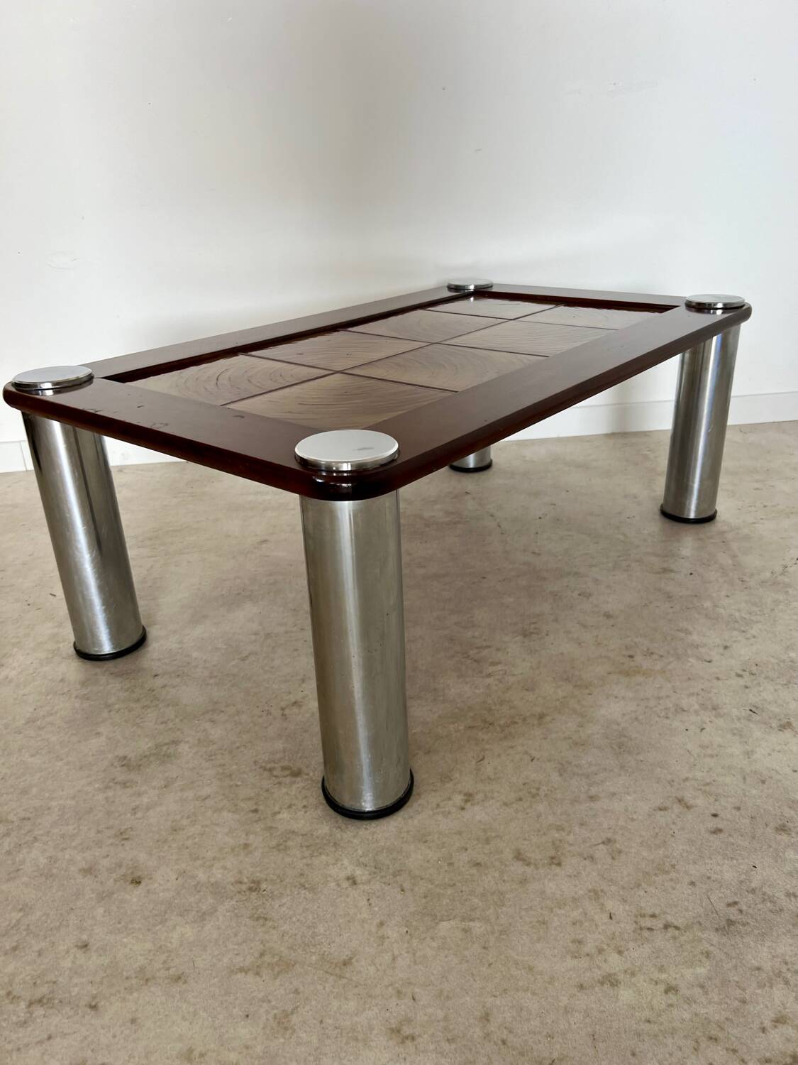 Old coffee table ceramic tile metal leg design from the 70s vintage