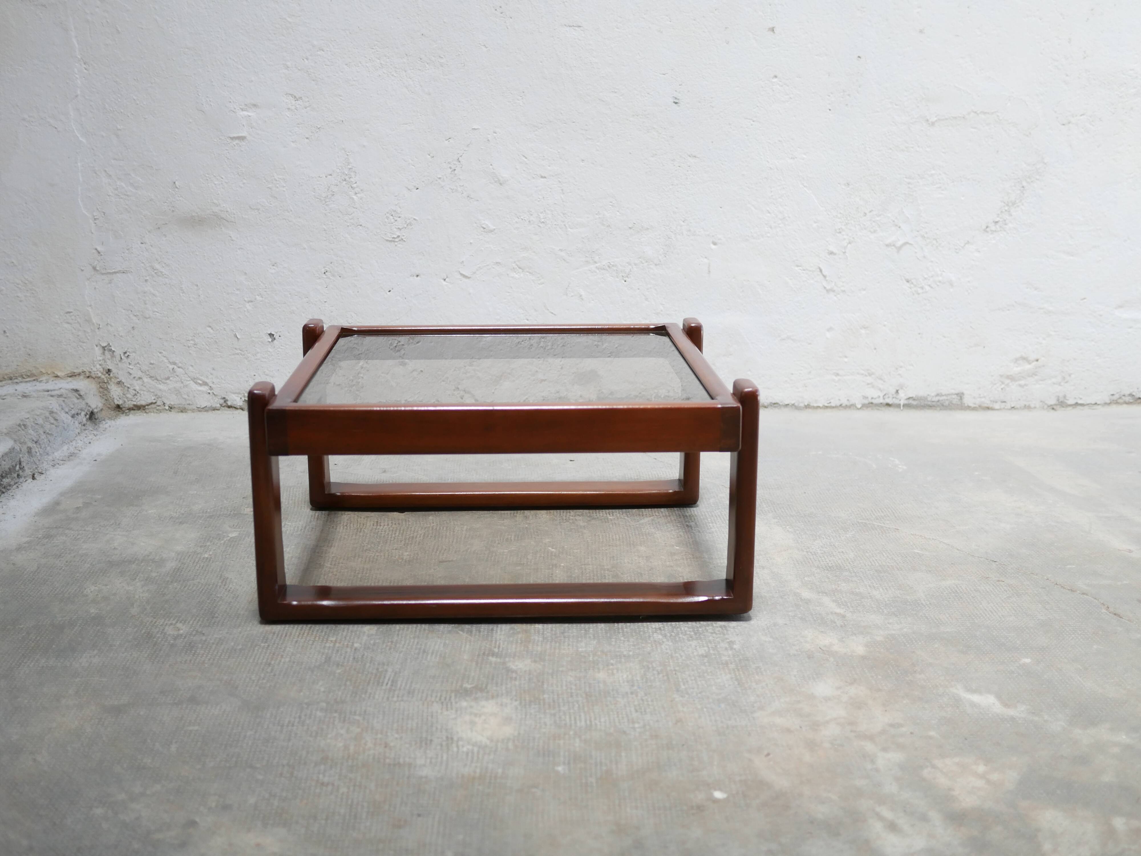 Vintage teak and glass coffee table