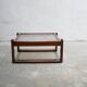 Table basse vintage en teck et verre