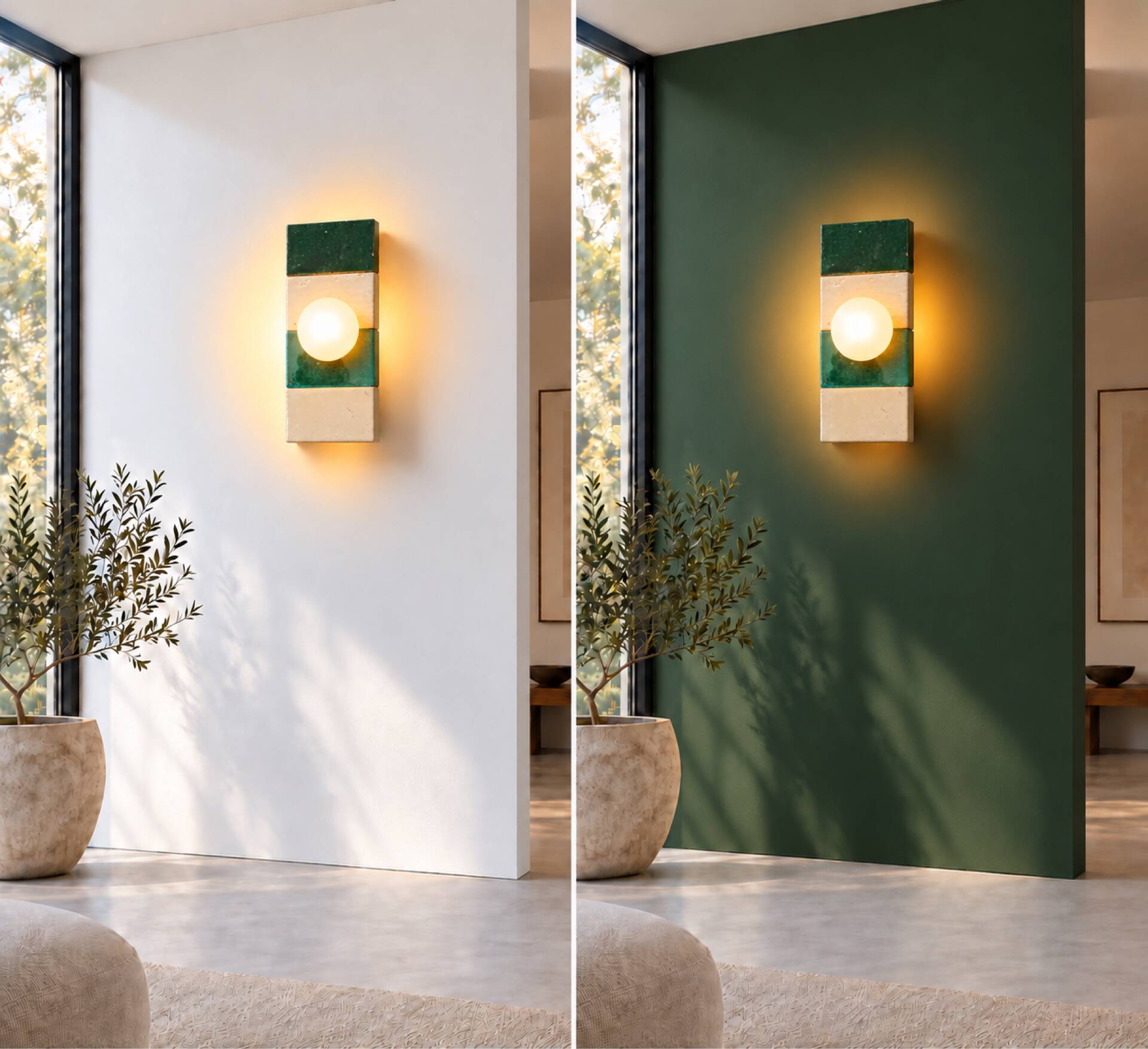 Ceramic zellige wall light