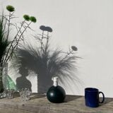 Wooden lamp base, ball-shaped, painted dark green, 1980