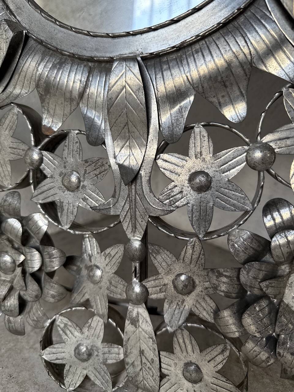 Vintage Mexican metal large mirror