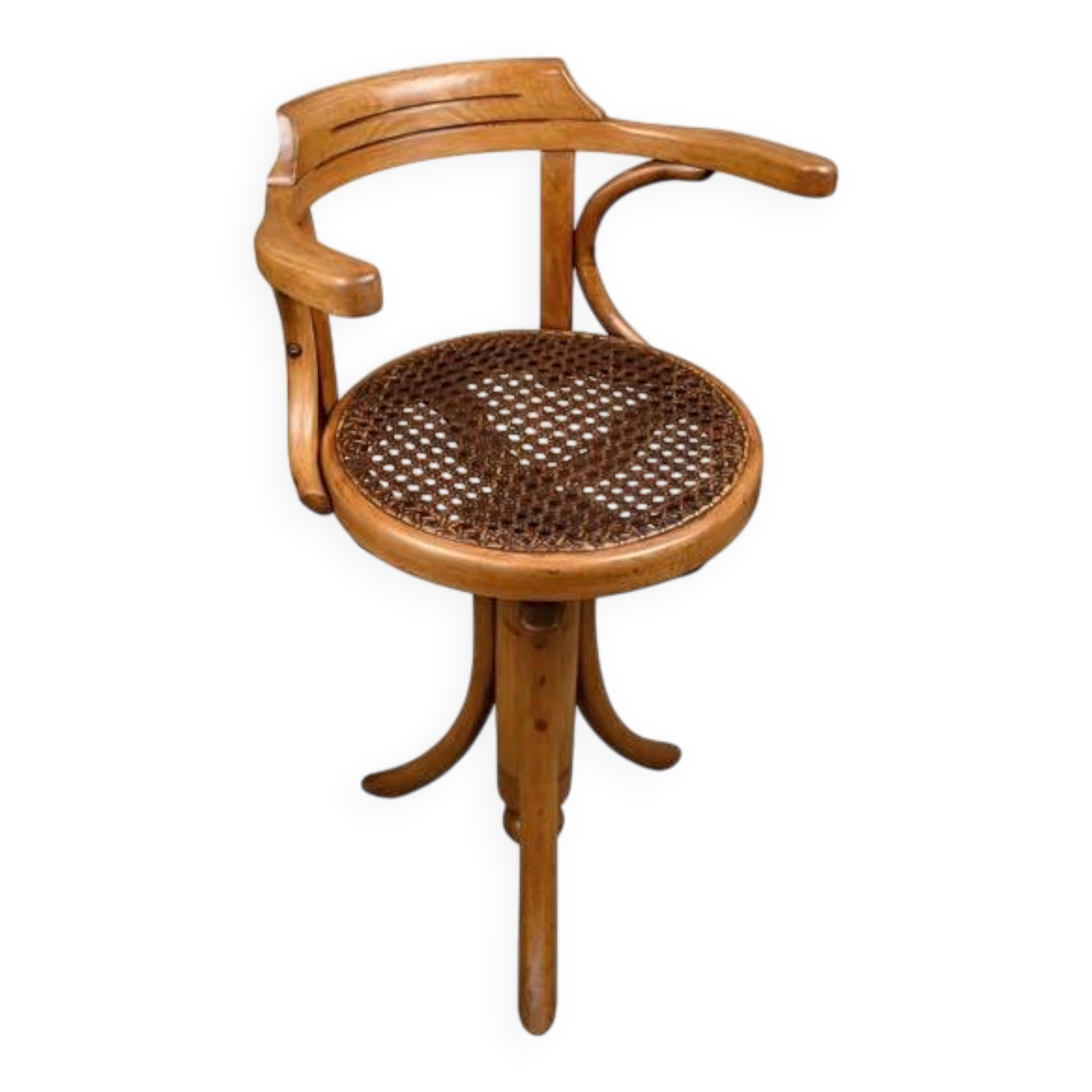 Swivel Chair for Children in Stained Beech, Thonet Style – Early 20th Century