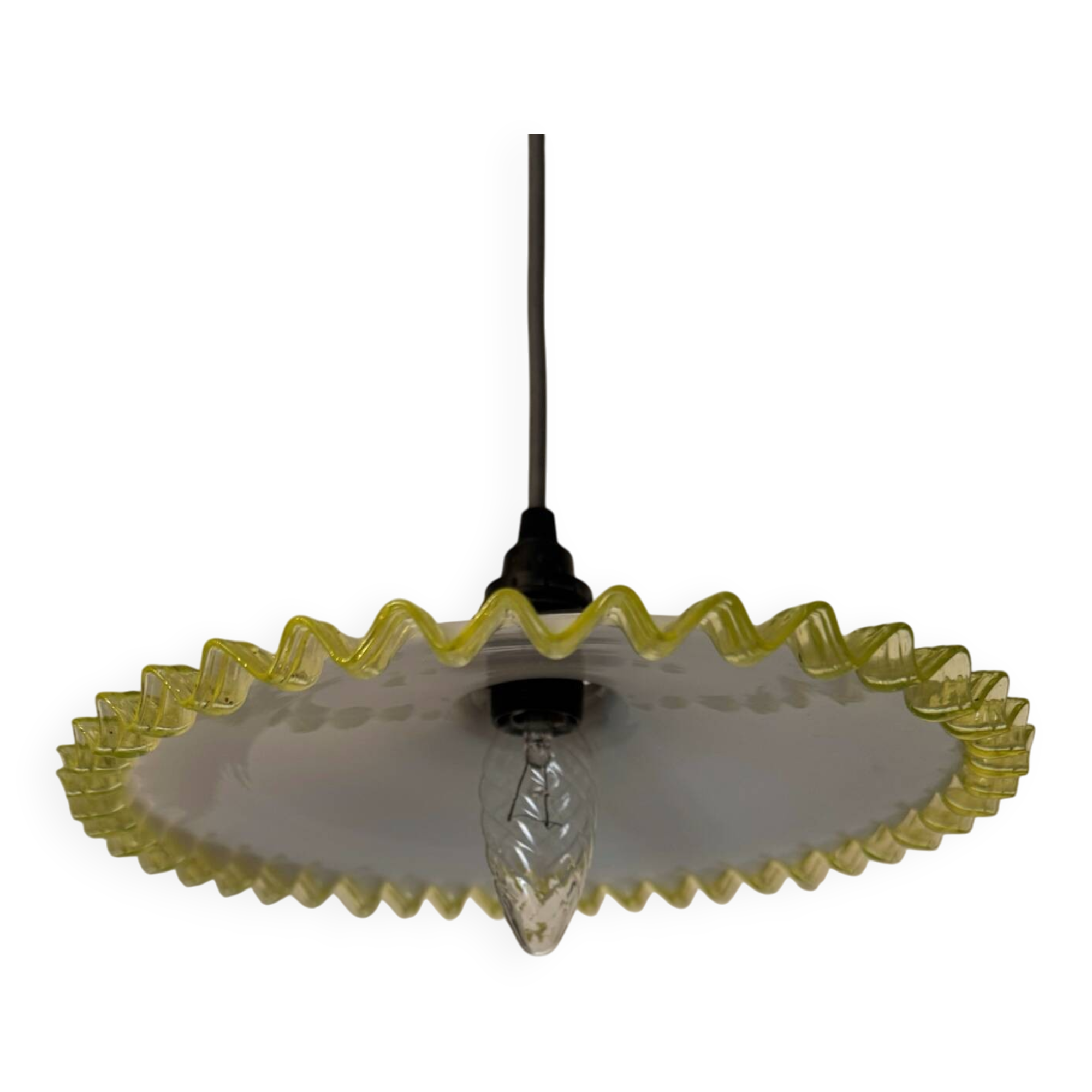 Antique uraline opaline pancake chandelier