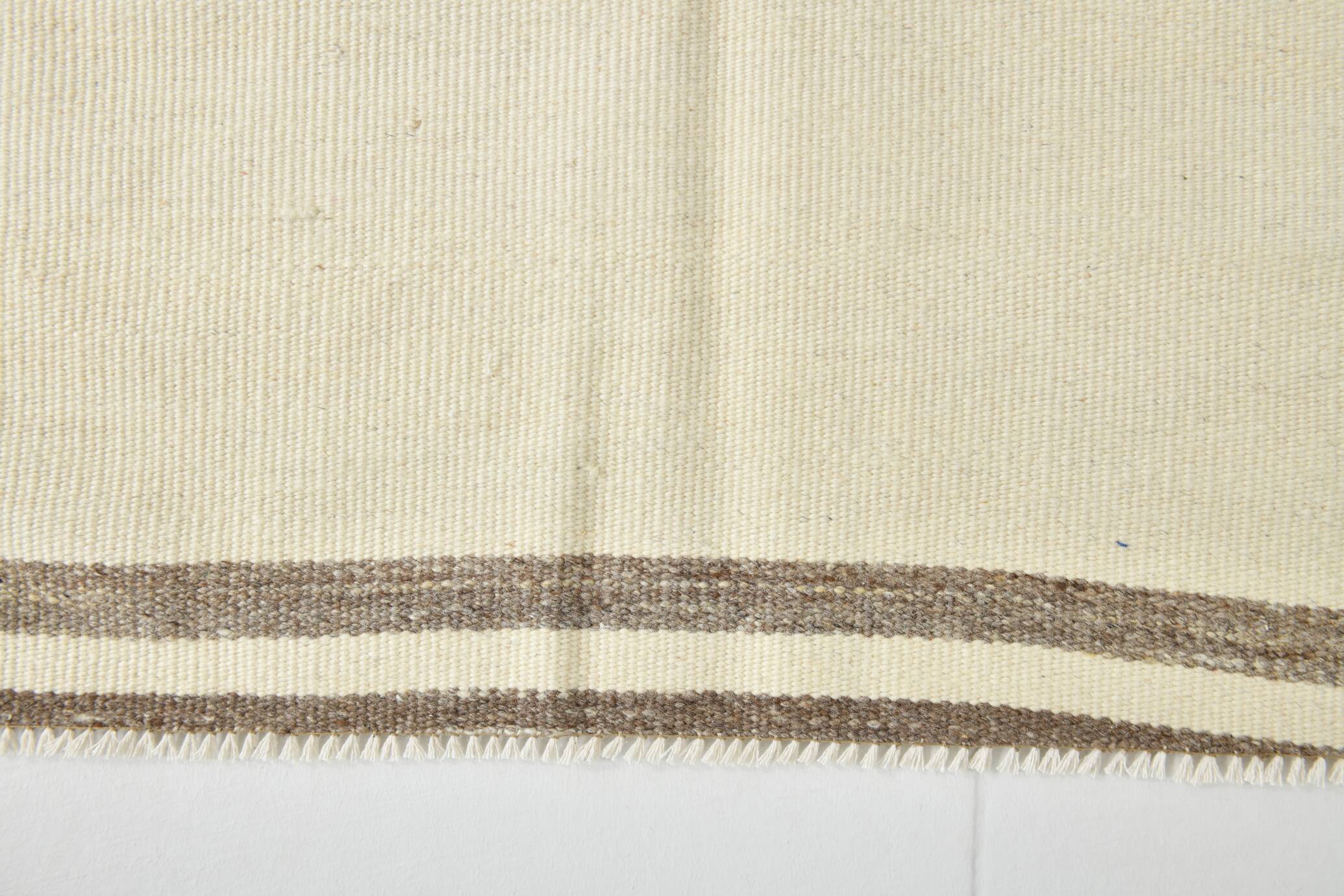 6x9 Cream & Brown Contemporary Vintage Kilim Rug, 184x282Cm