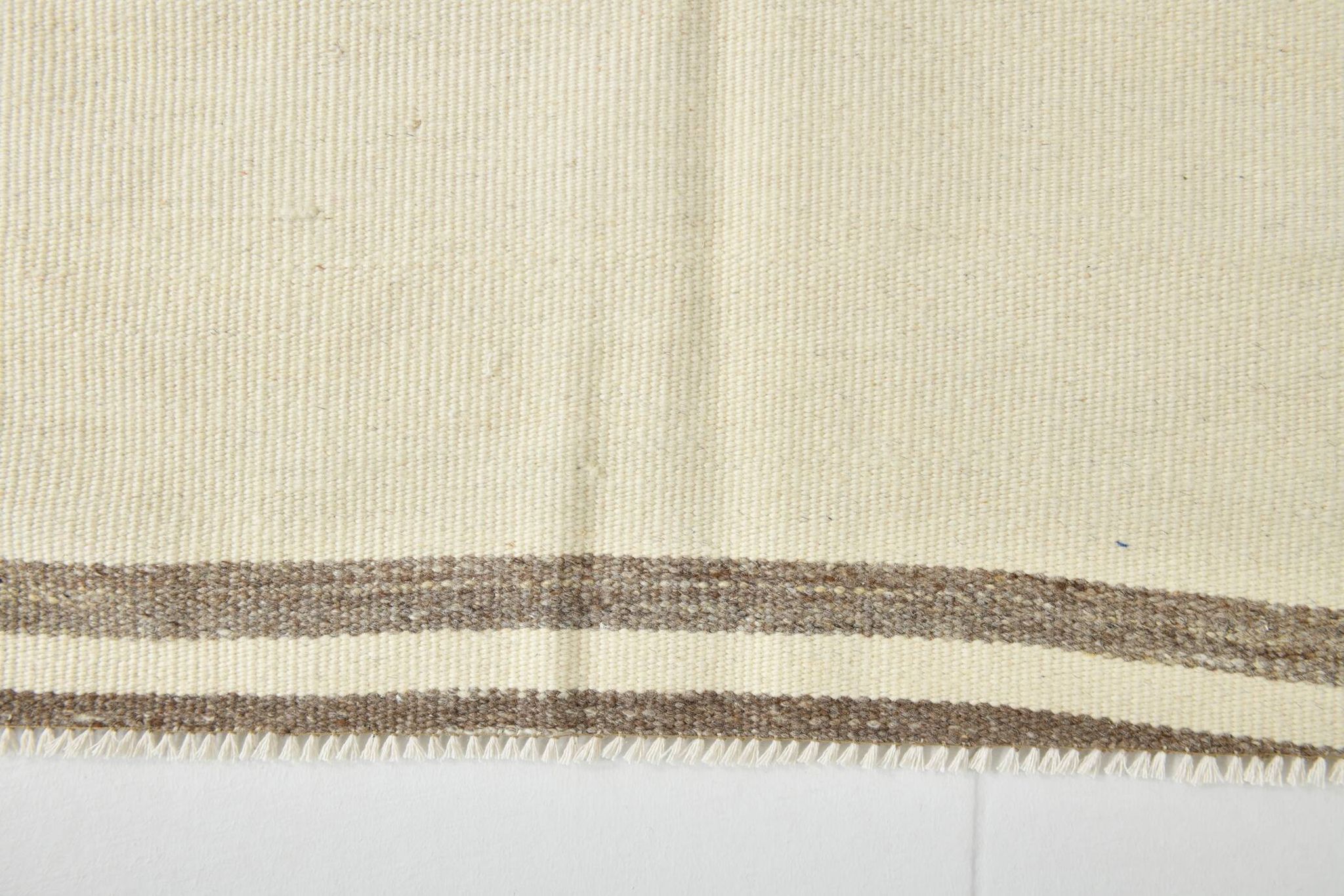6x9 Cream & Brown Contemporary Vintage Kilim Rug, 184x282Cm